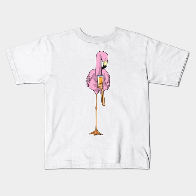 Flamingo Orange juice Kids T-Shirt by Markus Schnabel